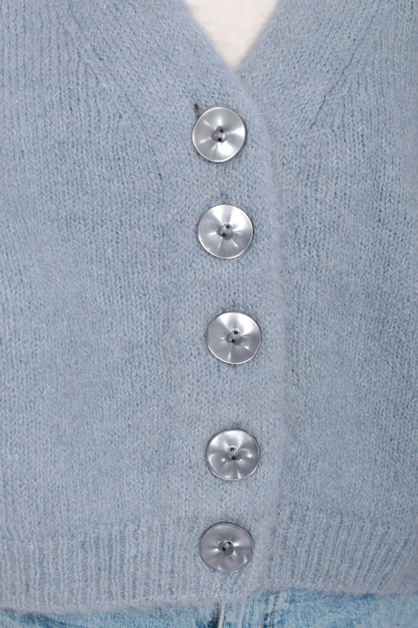 Hairy Knit Cardigan - Blue