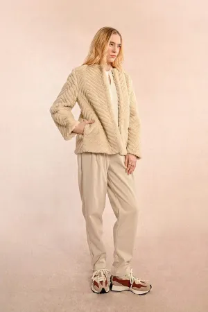 Hannah Chevron Fuzz Coat