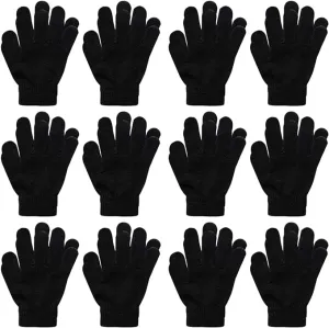 HiFEN® 12 Pairs Kids Magic Gloves Stretchy Winter Warm Magic Gloves kids Full Finger Thermal Gloves Kids For Boys Girls One Size