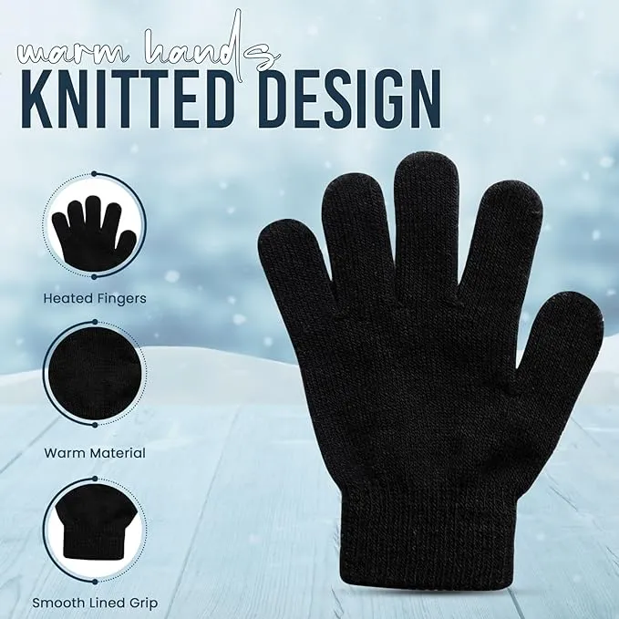 HiFEN® 12 Pairs Kids Magic Gloves Stretchy Winter Warm Magic Gloves kids Full Finger Thermal Gloves Kids For Boys Girls One Size