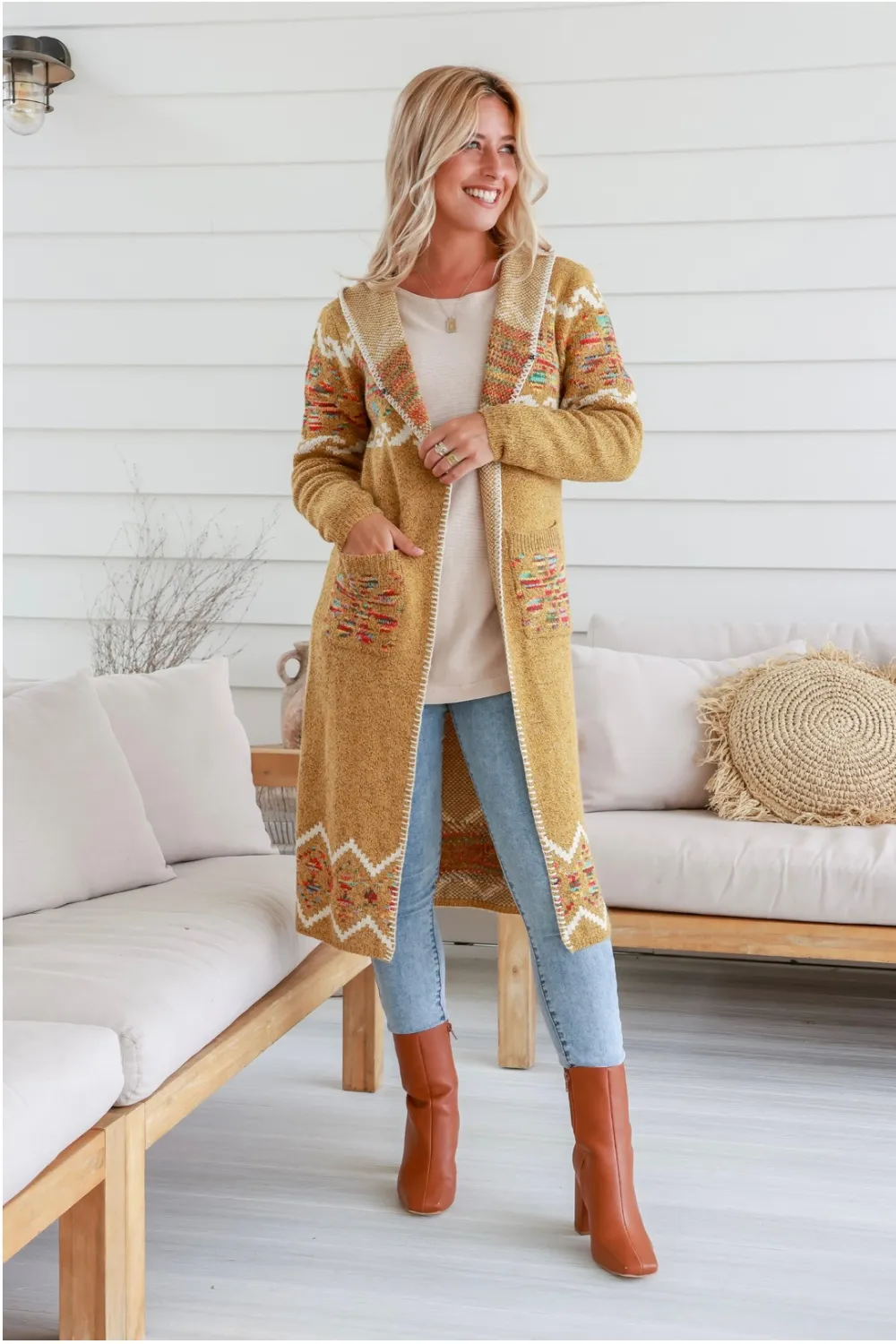 Hooded Cardi - Mustard