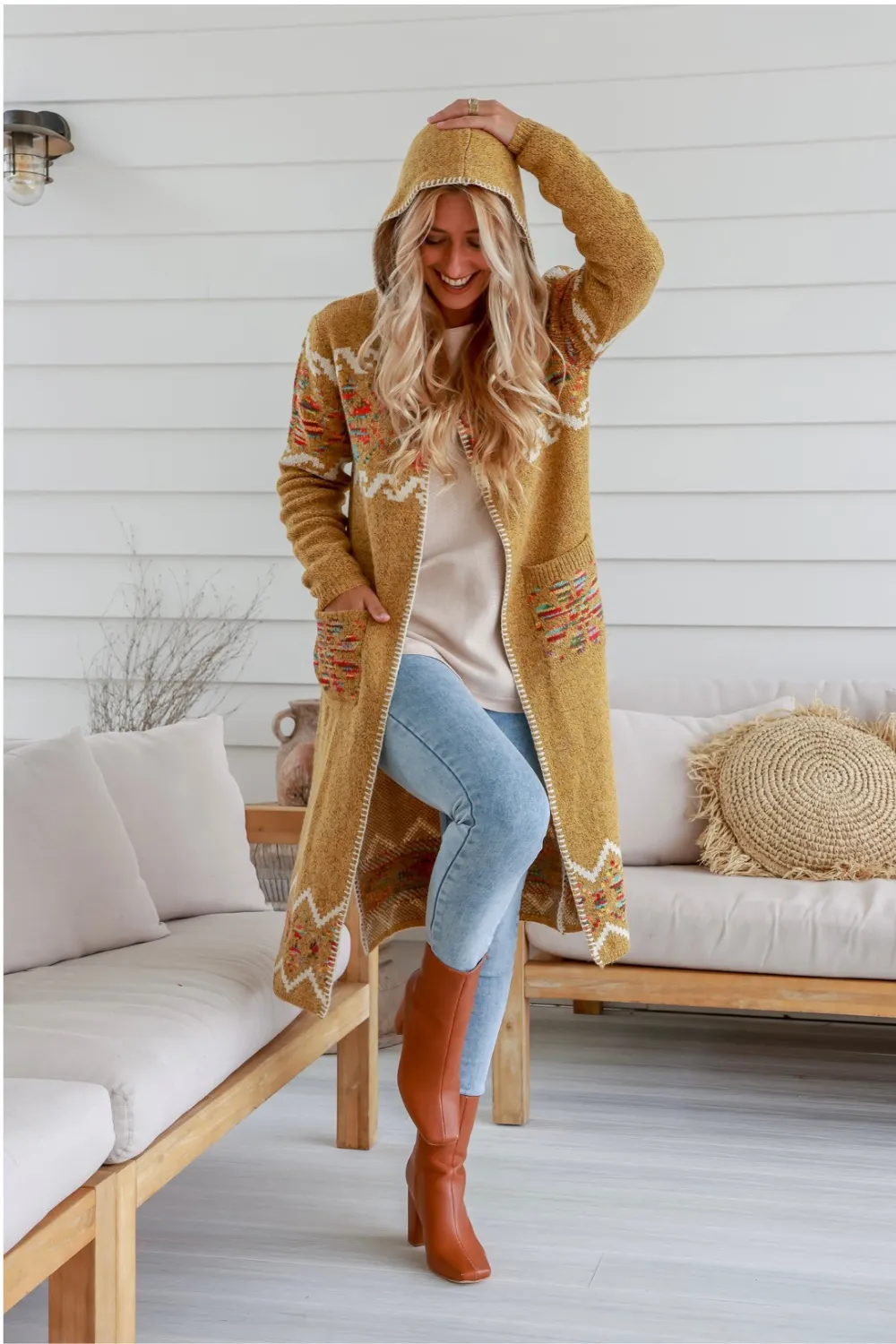 Hooded Cardi - Mustard