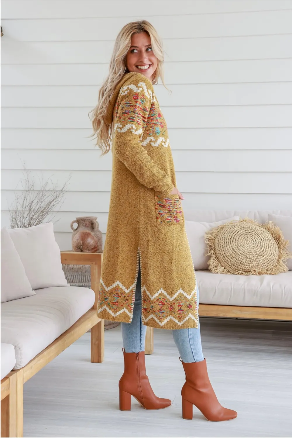 Hooded Cardi - Mustard