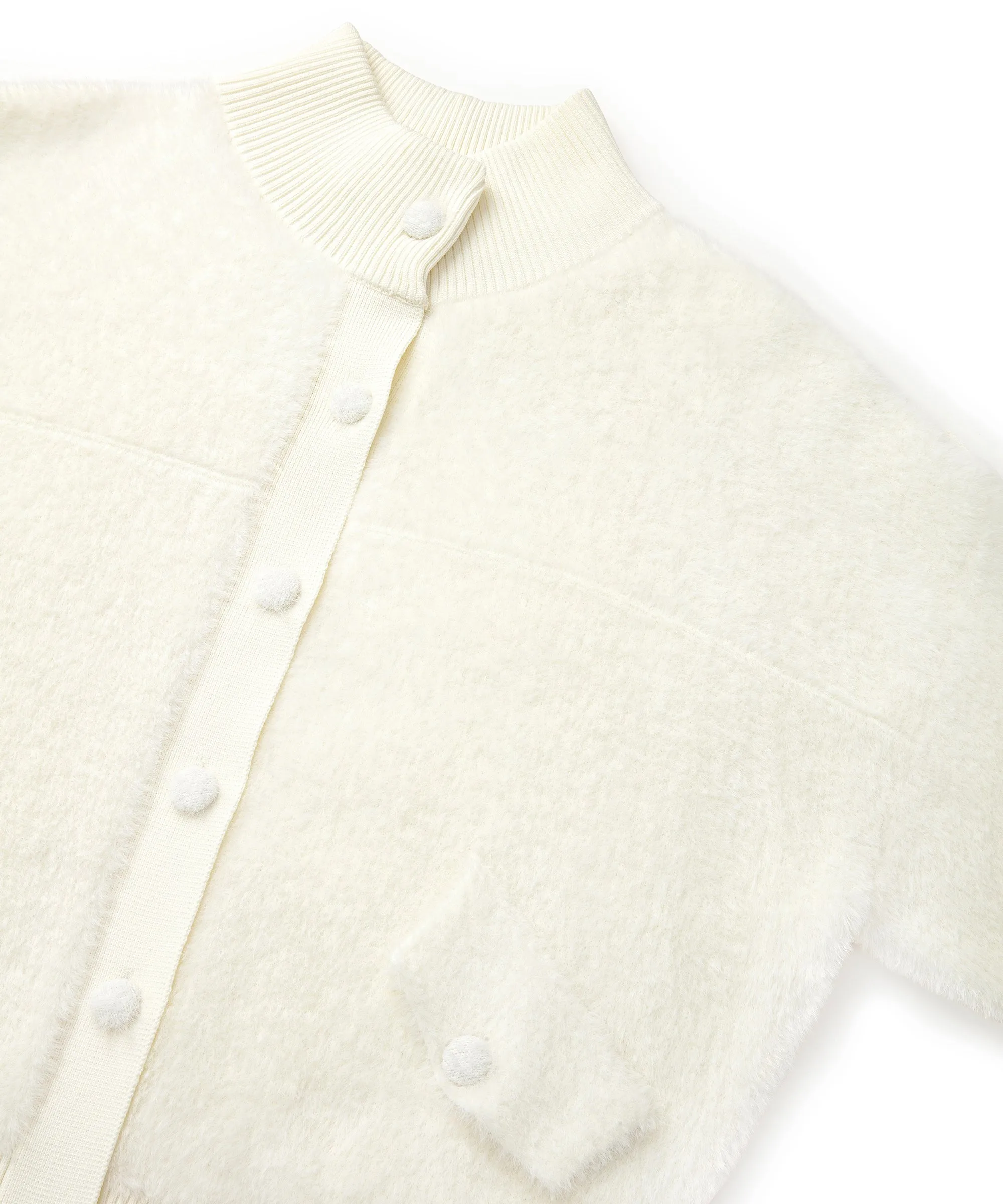 Ipekyol Rib Mix Plush Cardigan Ecru