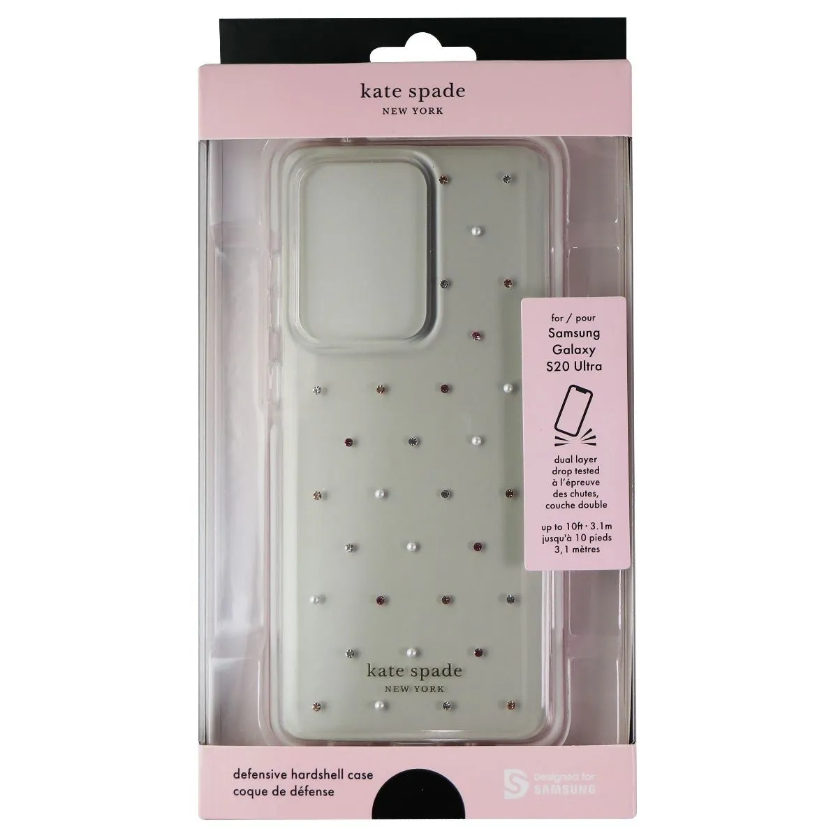 Kate Spade Defensive Hardshell Case for Galaxy S20 Ultra (Pin Dot Gems/Clear)