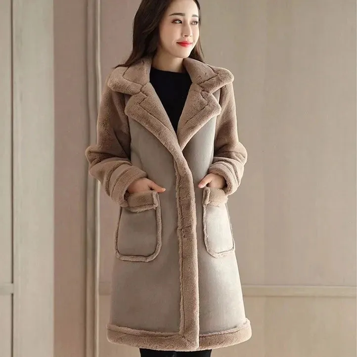 Lamb Wool Coat Mid-Length Deerskin Frosted Fleece Fur Blazers
