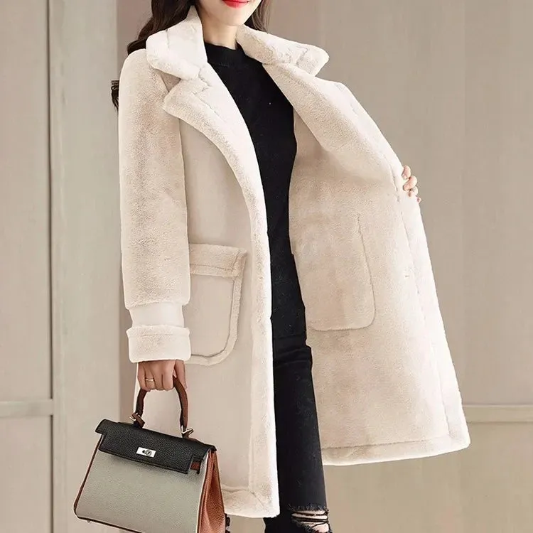 Lamb Wool Coat Mid-Length Deerskin Frosted Fleece Fur Blazers