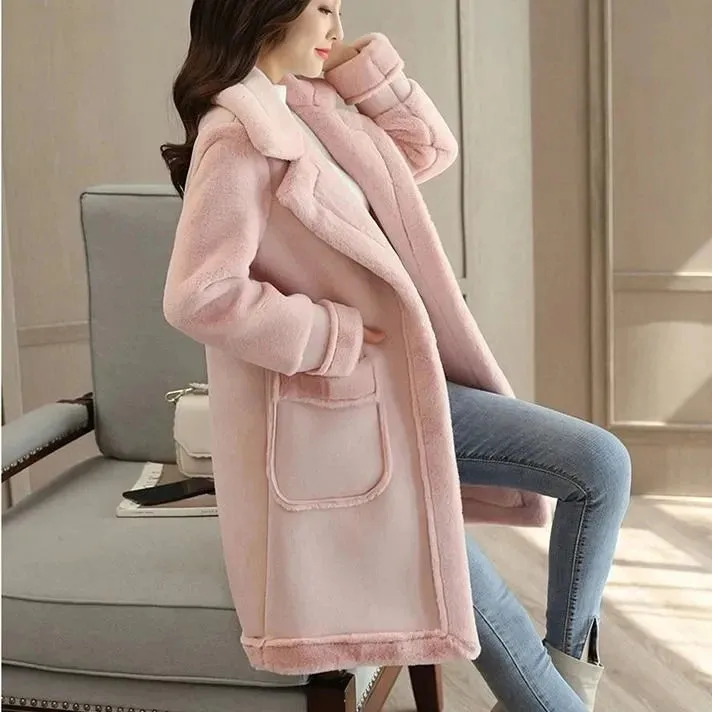Lamb Wool Coat Mid-Length Deerskin Frosted Fleece Fur Blazers