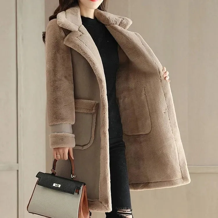 Lamb Wool Coat Mid-Length Deerskin Frosted Fleece Fur Blazers