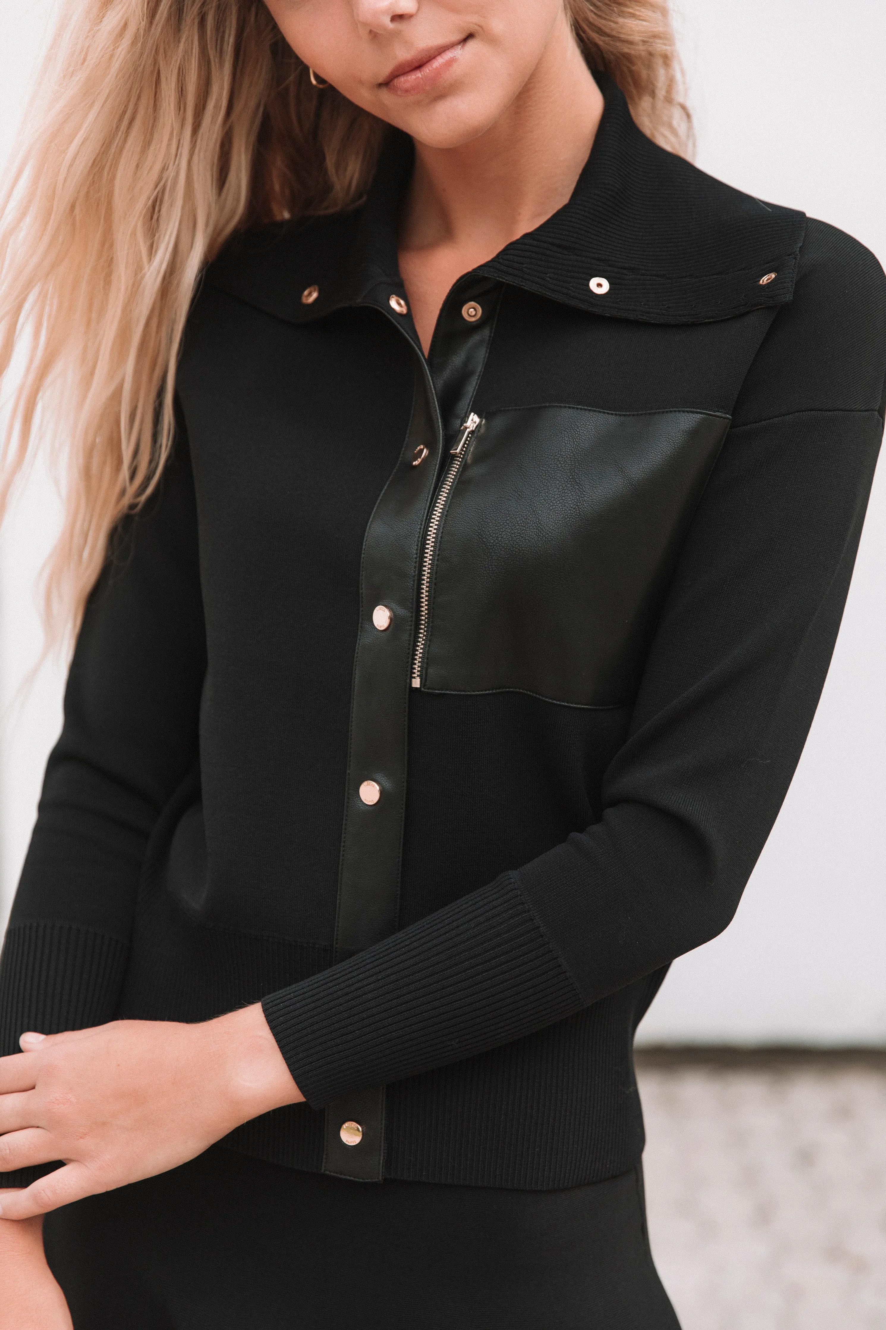 Leather Pocket Cardigan