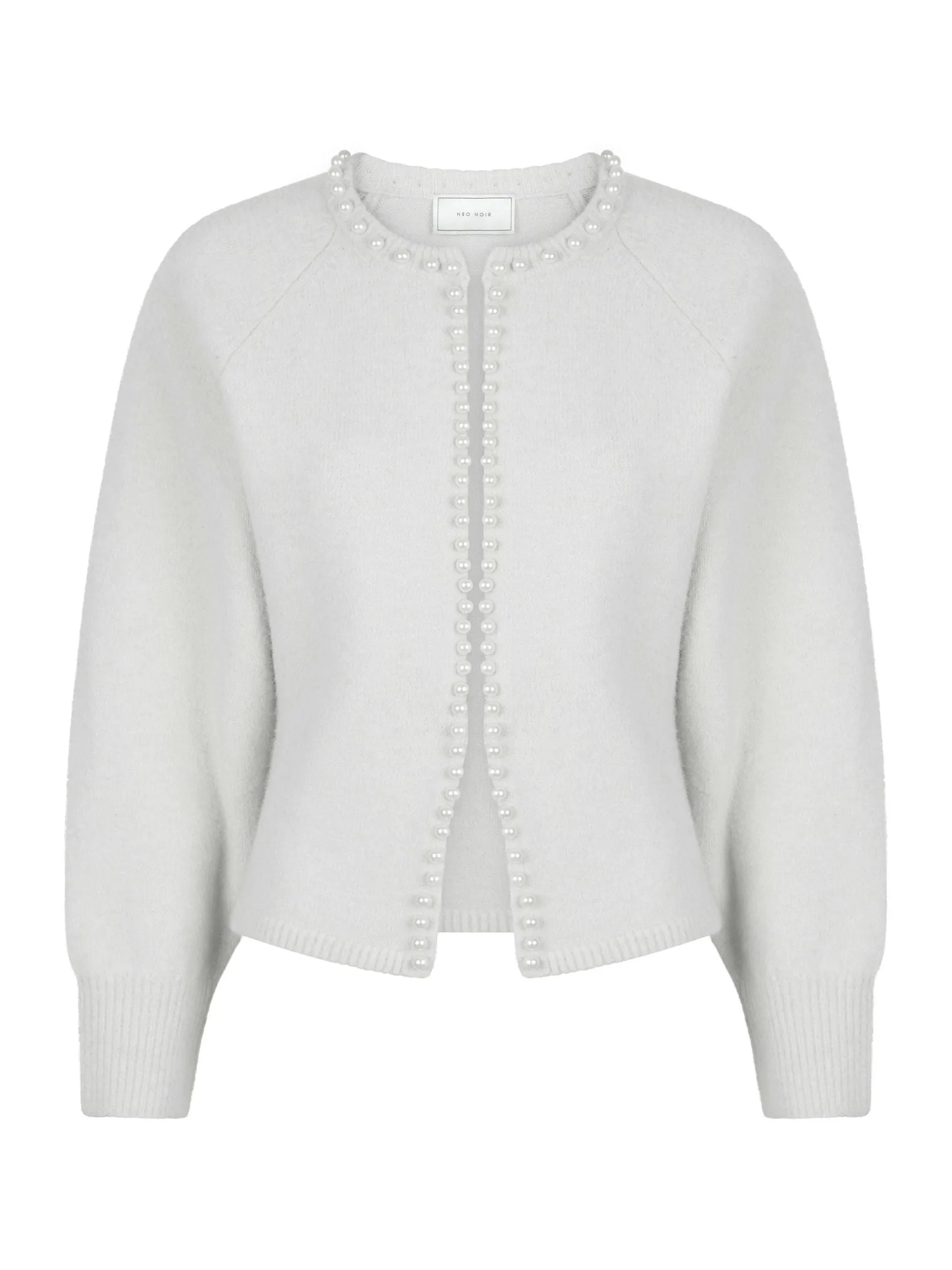 Lilly Pearl Knit Cardigan - Light Grey Melange