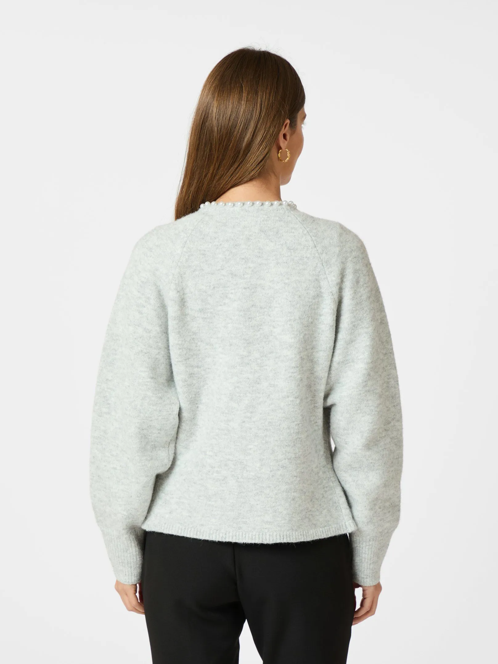 Lilly Pearl Knit Cardigan - Light Grey Melange