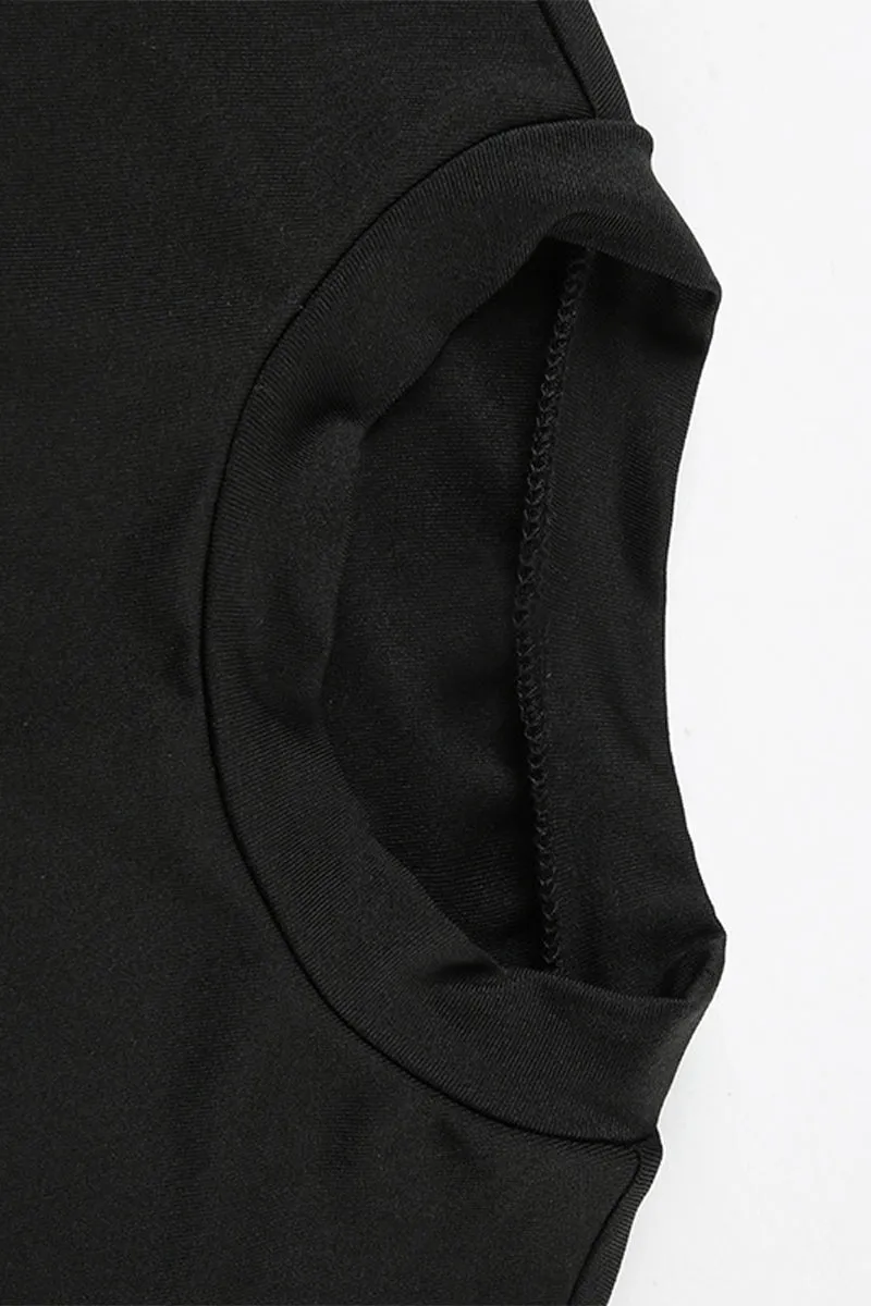 Long Sleeve Hollow Front Removable Bandage Bodysuit
