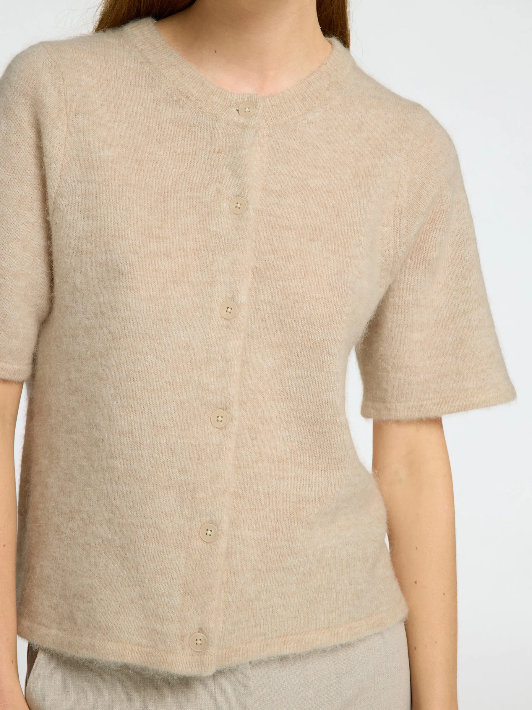 Lulu 2/4 Knit Cardigan - Birch Melange
