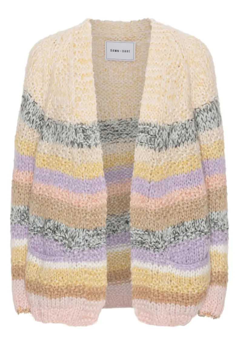 Mars Lilac Multi-Stripe Knitted Cardigan
