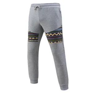 Mens Jacquard Elastic Waist Drawstring Solid Color Loose Fit Athleisure Cotton pants