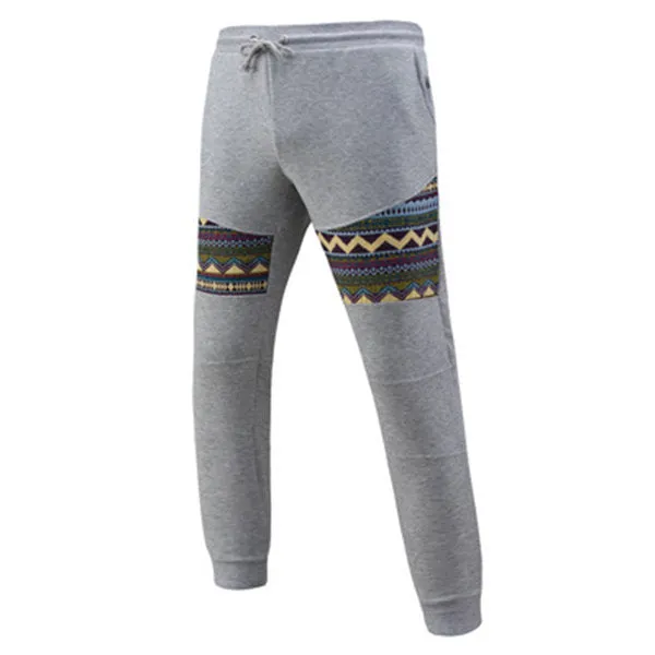 Mens Jacquard Elastic Waist Drawstring Solid Color Loose Fit Athleisure Cotton pants