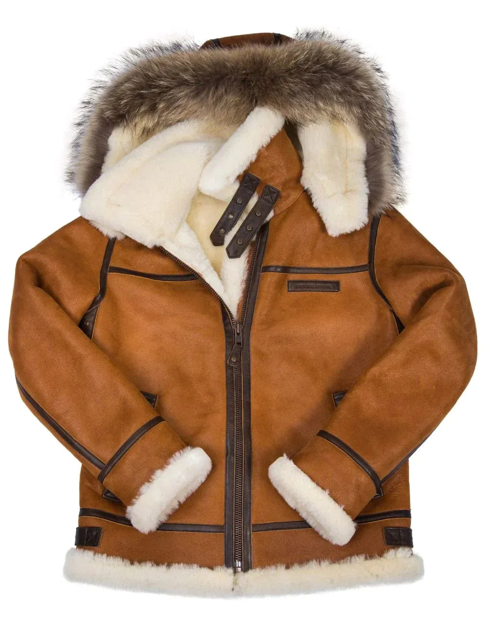 Mens Leather Fur Coat Winter Jacket with Hood | Ideal for Winter