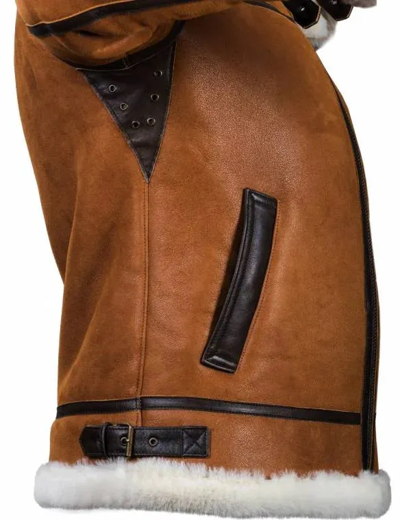 Mens Leather Fur Coat Winter Jacket with Hood | Ideal for Winter