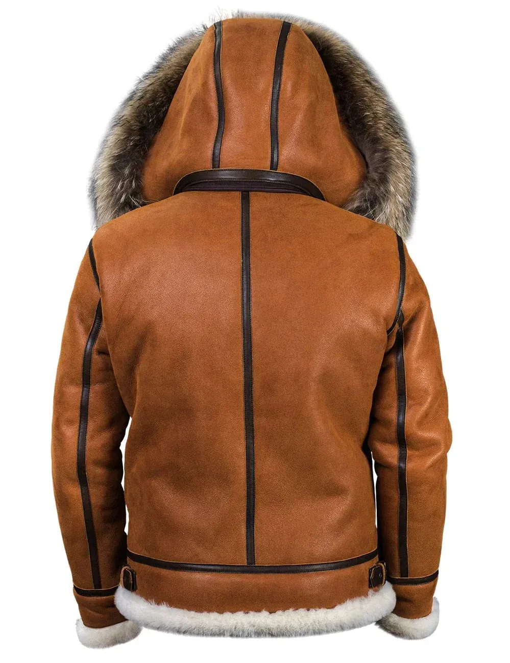 Mens Leather Fur Coat Winter Jacket with Hood | Ideal for Winter