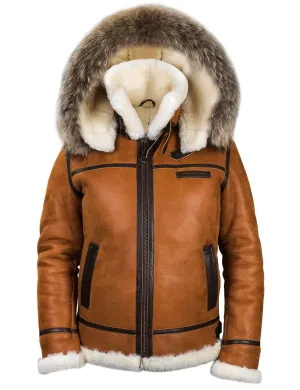 Mens Leather Fur Coat Winter Jacket with Hood | Ideal for Winter