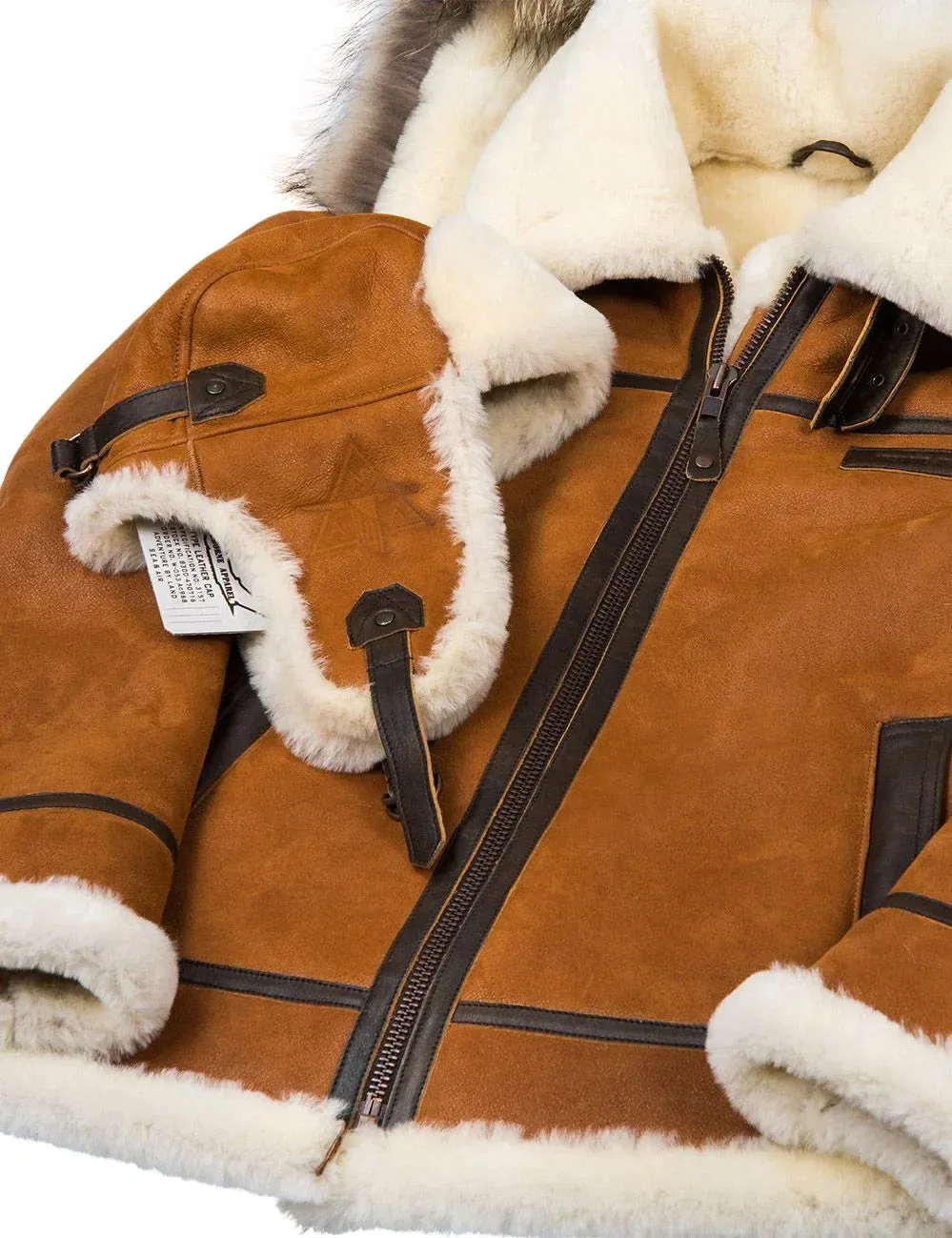 Mens Leather Fur Coat Winter Jacket with Hood | Ideal for Winter