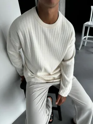 Men's Oversized Crew Neck Ribbed Jumper | Ideal for Autumn/Winter