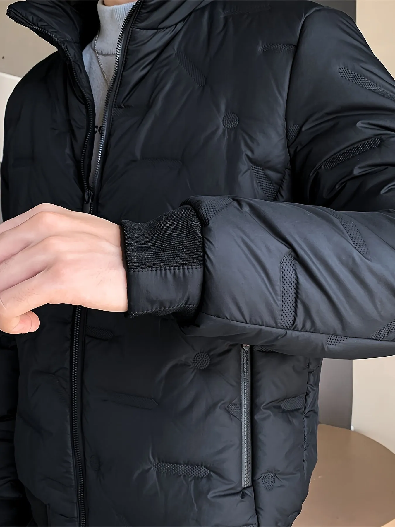 Men's Warm Solid Colour Zip-Up Stand Collar Puffer Jacket | Ideal for Autumn/Winter