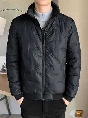 Men's Warm Solid Colour Zip-Up Stand Collar Puffer Jacket | Ideal for Autumn/Winter