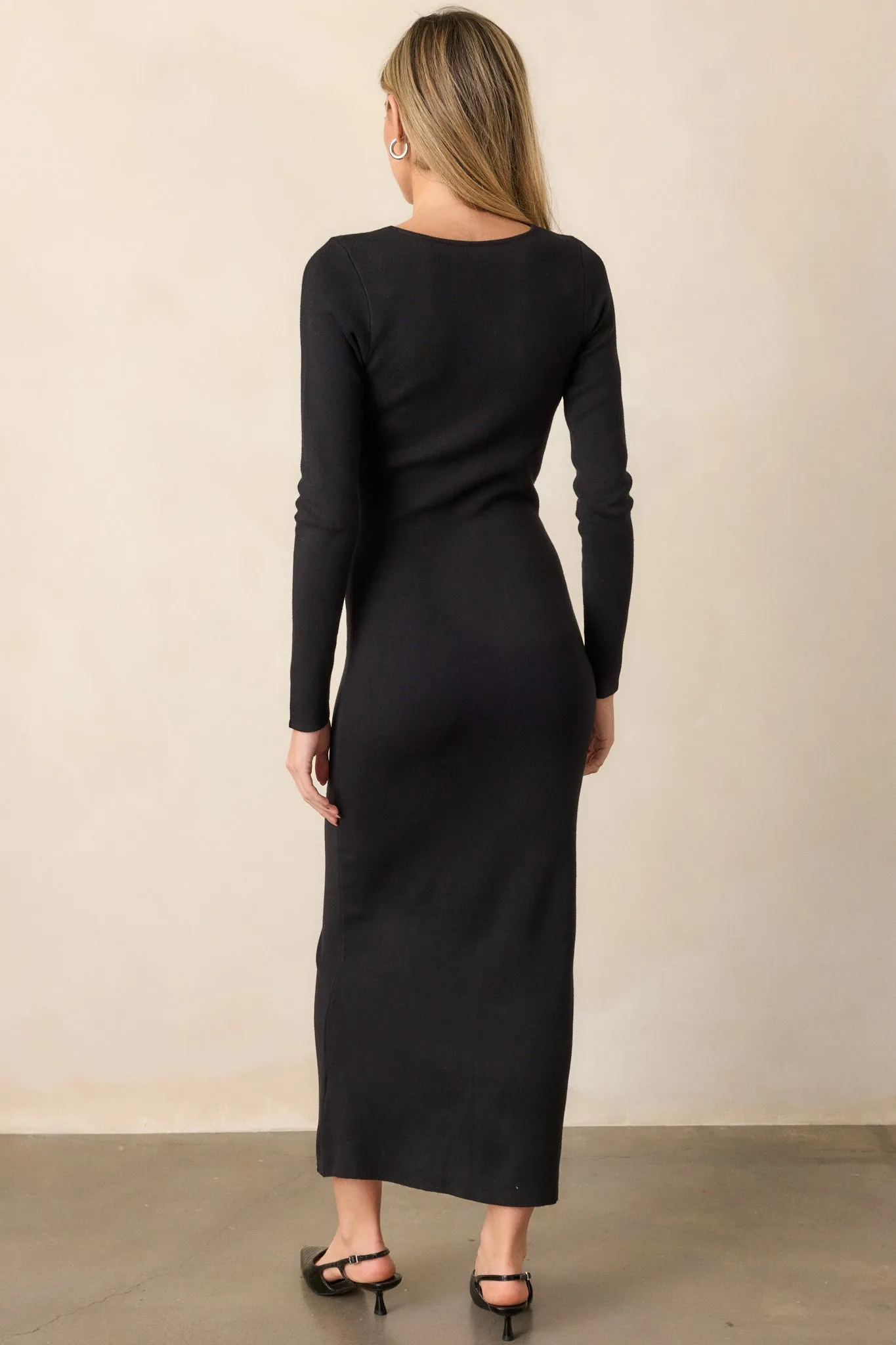 MINKPINK Isabel Black Knit Maxi Dress