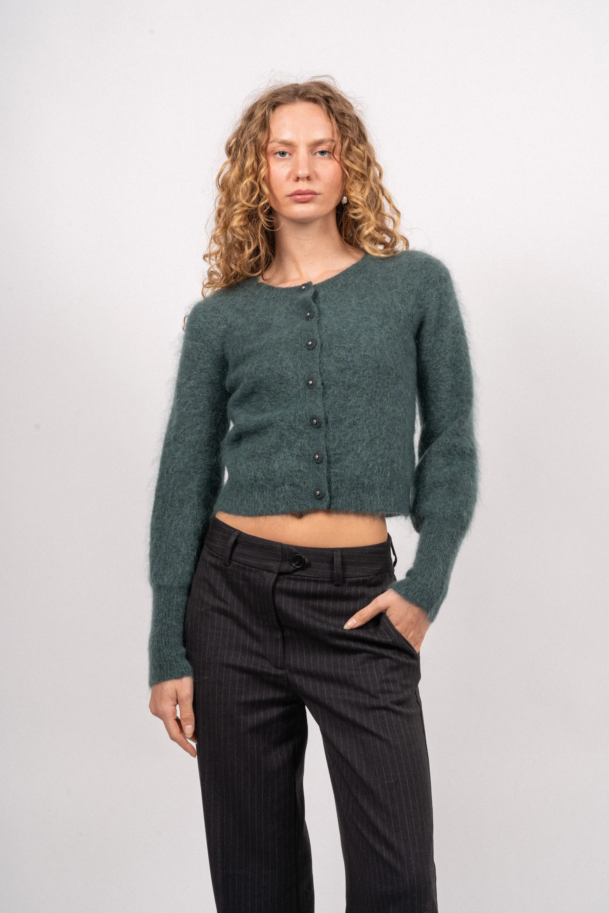 Mohair Petit Cardigan - Seaweed