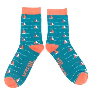 Mr Heron Sailing Boats Socks Teal