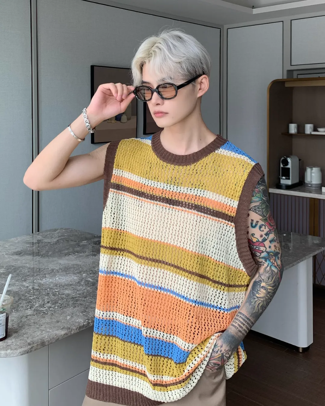 Multi Border Knit Vest CBJ0071