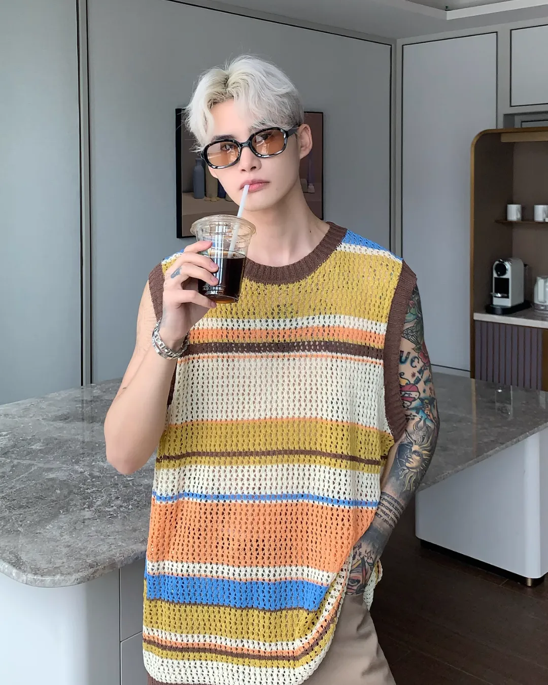 Multi Border Knit Vest CBJ0071