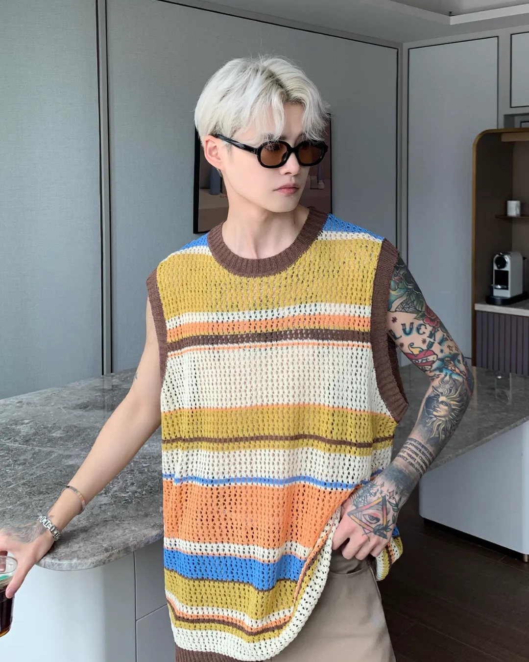 Multi Border Knit Vest CBJ0071