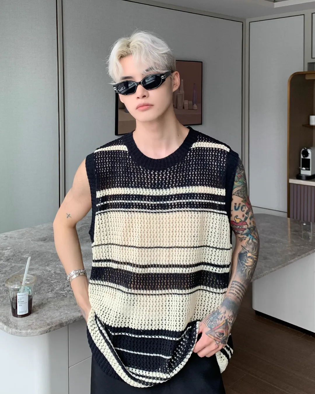 Multi Border Knit Vest CBJ0071