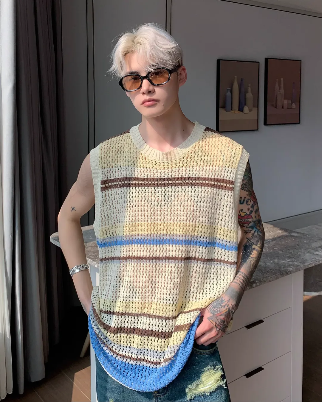 Multi Border Knit Vest CBJ0071