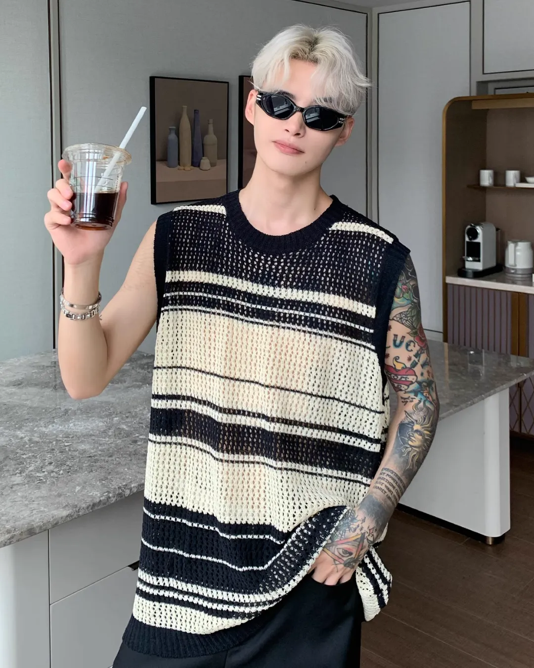 Multi Border Knit Vest CBJ0071