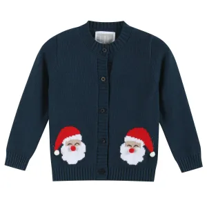 Navy Blue Christmas Santa Knit Cardigan