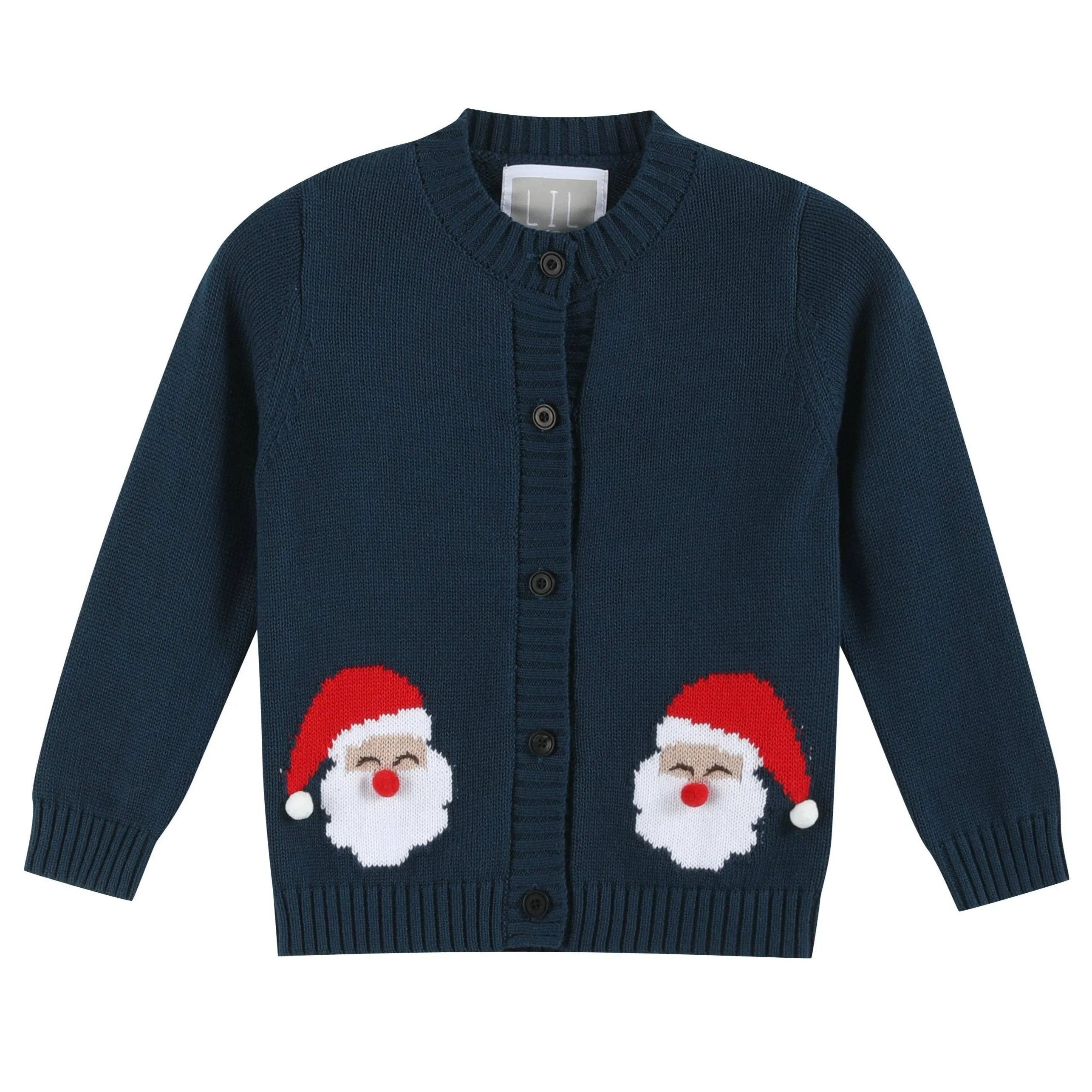 Navy Blue Christmas Santa Knit Cardigan