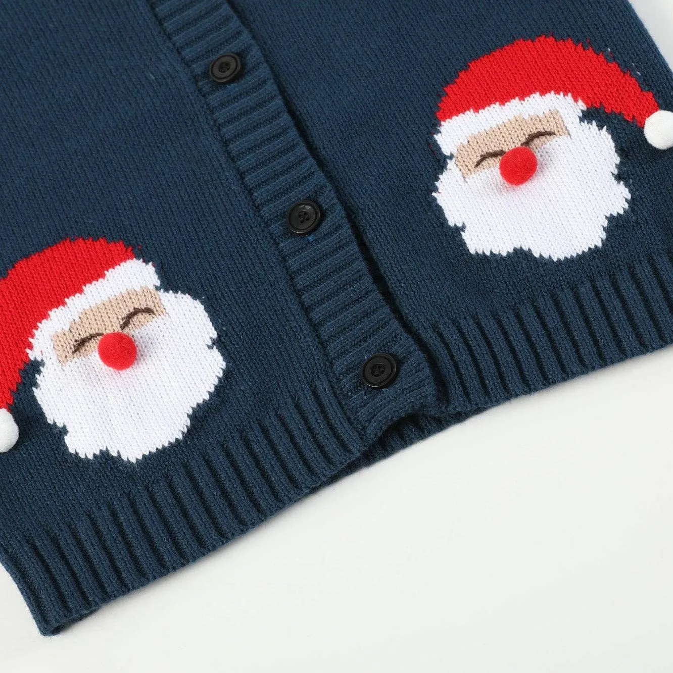 Navy Blue Christmas Santa Knit Cardigan