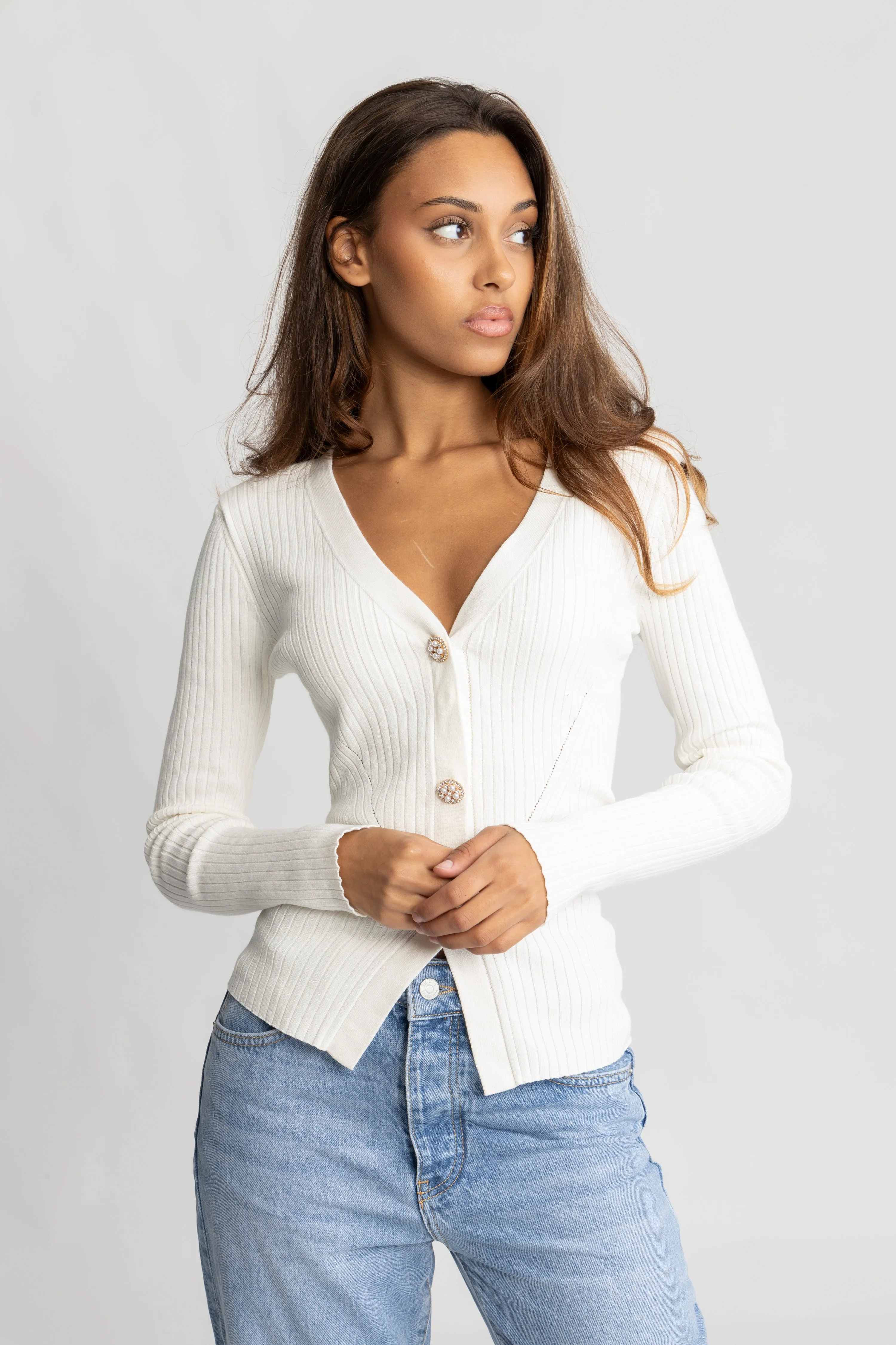 Norhild Knit Cardigan - Creme