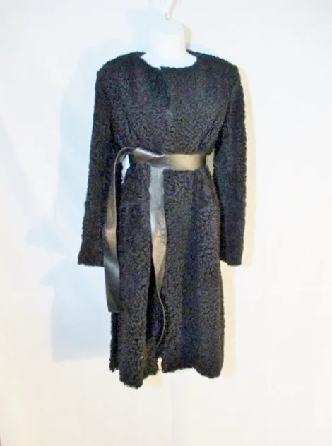 NWT CELINE ITALY LAMBSKIN SHEARLING FUR LEATHER coat jacket 34 4 BLACK NEW Womens