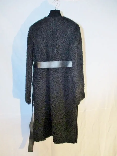 NWT CELINE ITALY LAMBSKIN SHEARLING FUR LEATHER coat jacket 34 4 BLACK NEW Womens