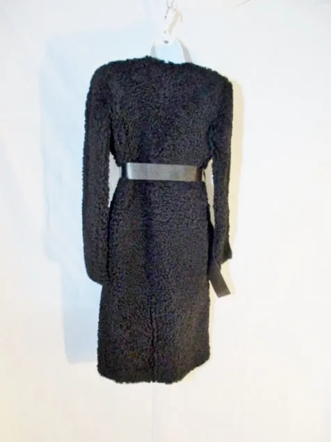 NWT CELINE ITALY LAMBSKIN SHEARLING FUR LEATHER coat jacket 34 4 BLACK NEW Womens