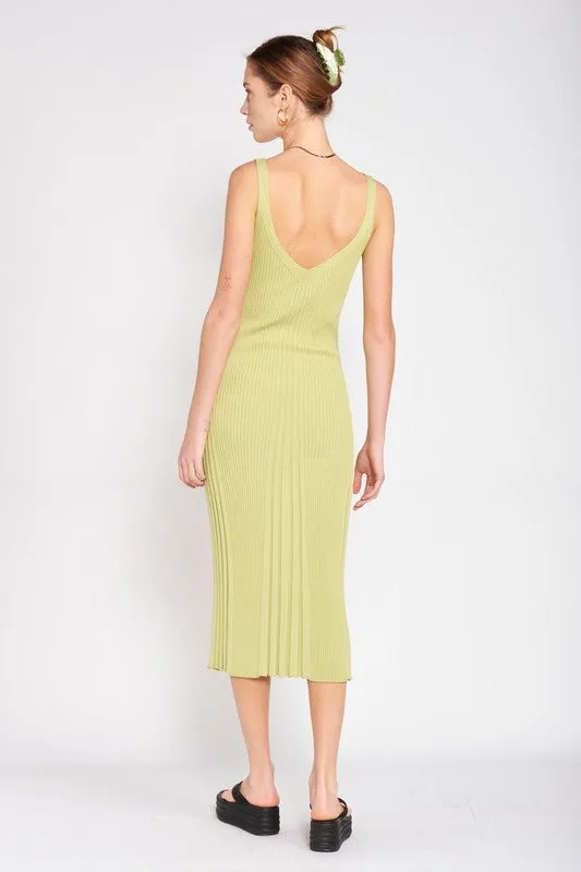 Open Back Ribbed Knit Dress