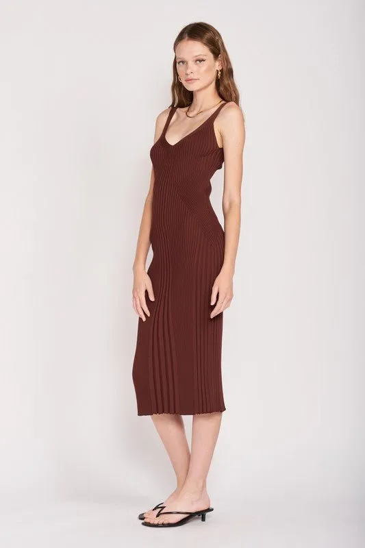 Open Back Ribbed Knit Dress