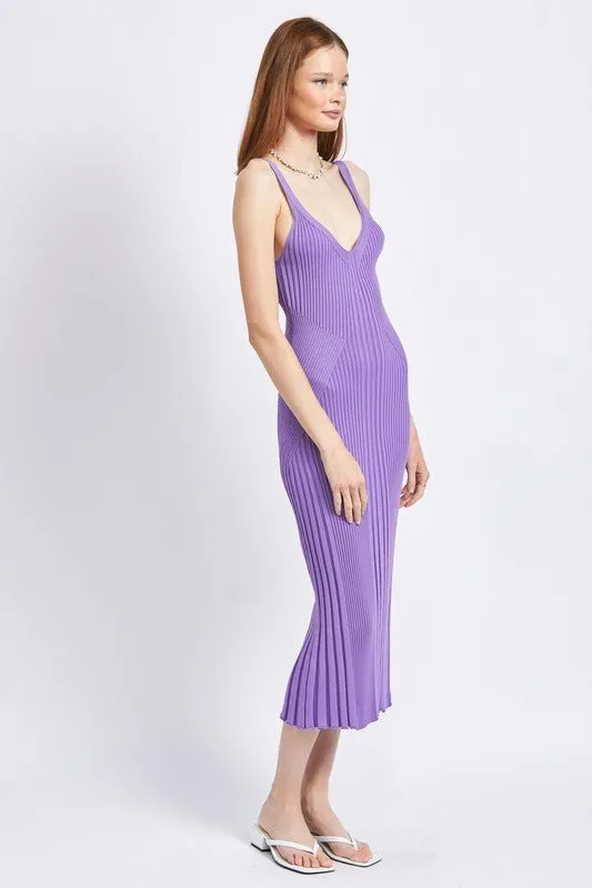 Open Back Ribbed Knit Dress