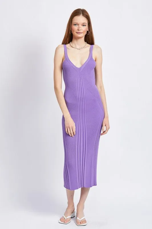 Open Back Ribbed Knit Dress