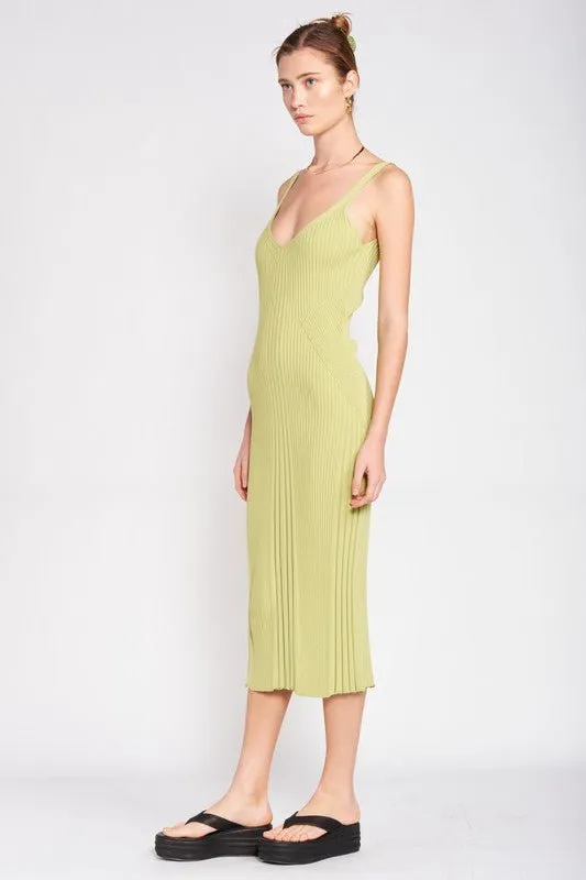 Open Back Ribbed Knit Dress